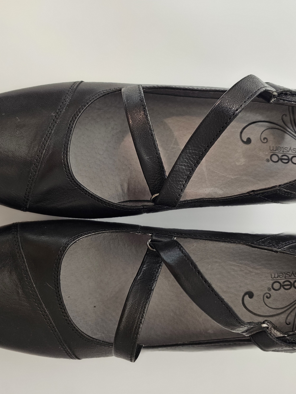 Abeo Black Cross-Strap Mary Jane Flats